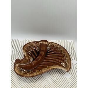 Midcentury California Pottery USA 103 Brown Drip Glaze Plate MCM VTG